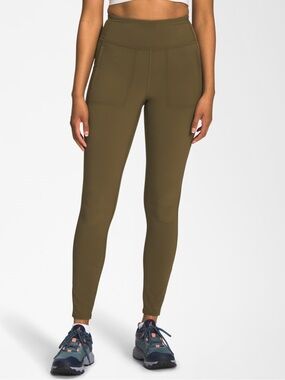 The North Face Bridgeway Flash Dry Hybrid Leggings Army Green Olive Small Women